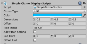 The options available in the Inspector for SimpleGizmoDisplay.